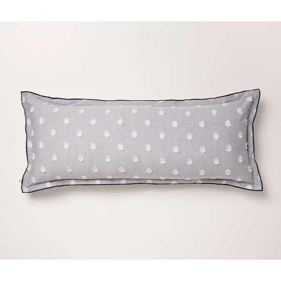 36"x14" Clip Dobby Lumbar Throw Pillow Washed Blue - Hearth & Hand Magnolia NEW - Picture 1 of 5